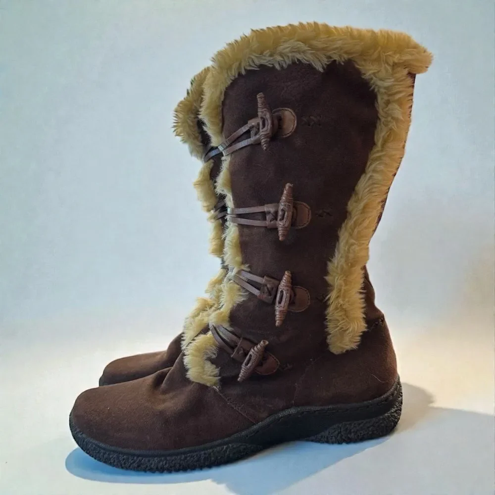 Earth Origins Suede Faux Fur Trim Boots